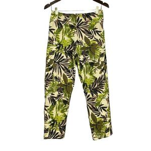 Haven Bleu Shell Sequin Pants Embroidered Women Size S Leaf Tropical Beach Retro